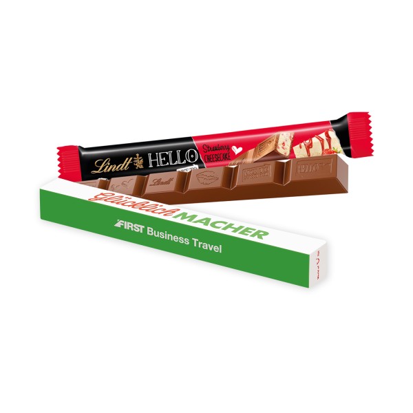 Schokoladen-Stick Lindt HELLO mit Werbekartonage