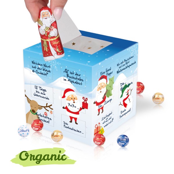 Adventskalender Cube mit Lindt Weihnachtsmann, Organic