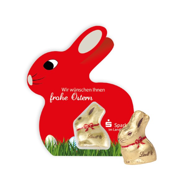 Promotion-Card Hase mit Lindt Goldhase 