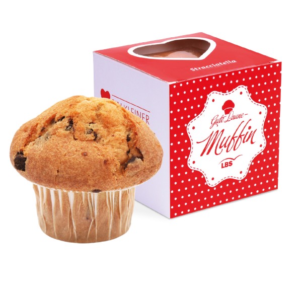 Muffin Maxi im Werbe-Würfel mit Herzstanzung