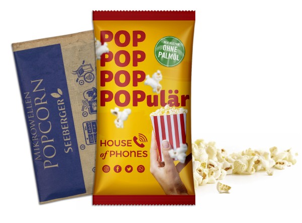 Mikrowellen-Popcorn im Werbetütchen